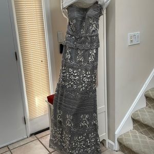 Gray and bone with crystals. Size 12. Never worn or altered.  Party  cancelled.